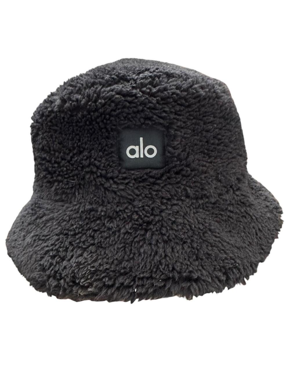 Alo Yoga Black Sherpa Bucket Hat Fuzzy Faux Fur S/M